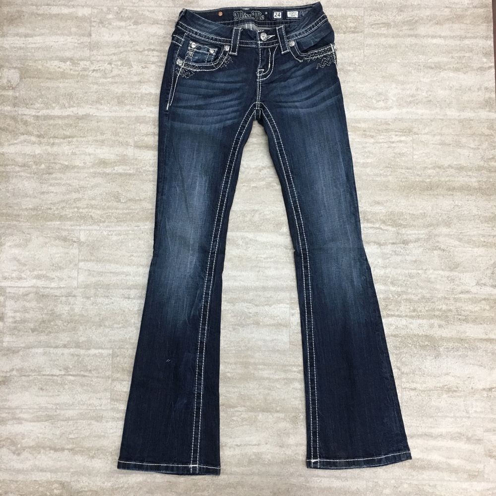 Miss Me Jeans Fluer de Lis Boot Cut Size 24 - Picture 2 of 4